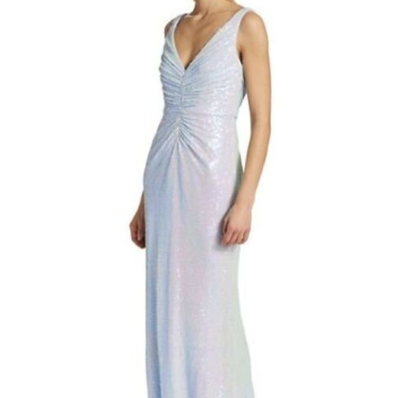 Badgley Mischka Sequined Ruched Gown Dress Color Blue Size 16